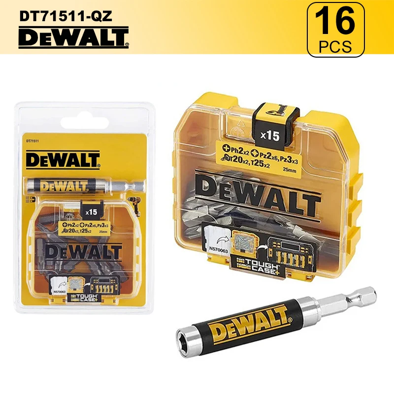 

DEWALT DT71511 Набор бит для отверток из 16 предметов с магнитным телескопическим держателем, аксессуары для электрической дрели, вставки для хранения