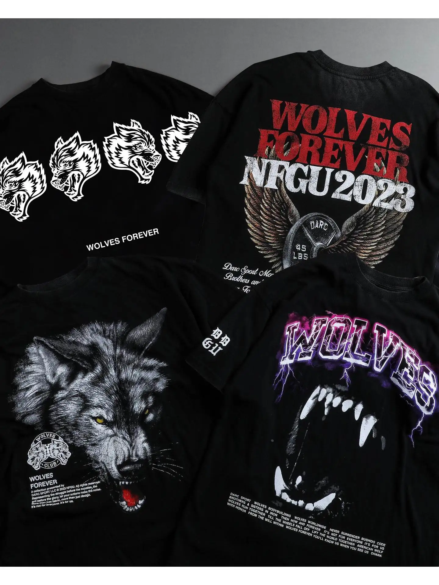 

Oversized c Wolf Sport Tirts DTG Printing Tech Embroidery Ciwalk PVC Fabric Batwing Sle Summer Collection 2025