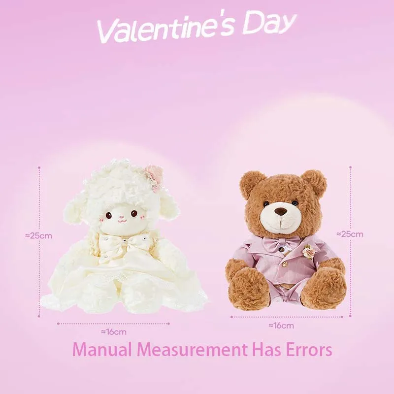Kawaii Wedding Couple Plush Doll Set White Sheep Bride Teddy Bear Groom Squishy Fluffy Animal Doll Valentine Wedding Lover Gift