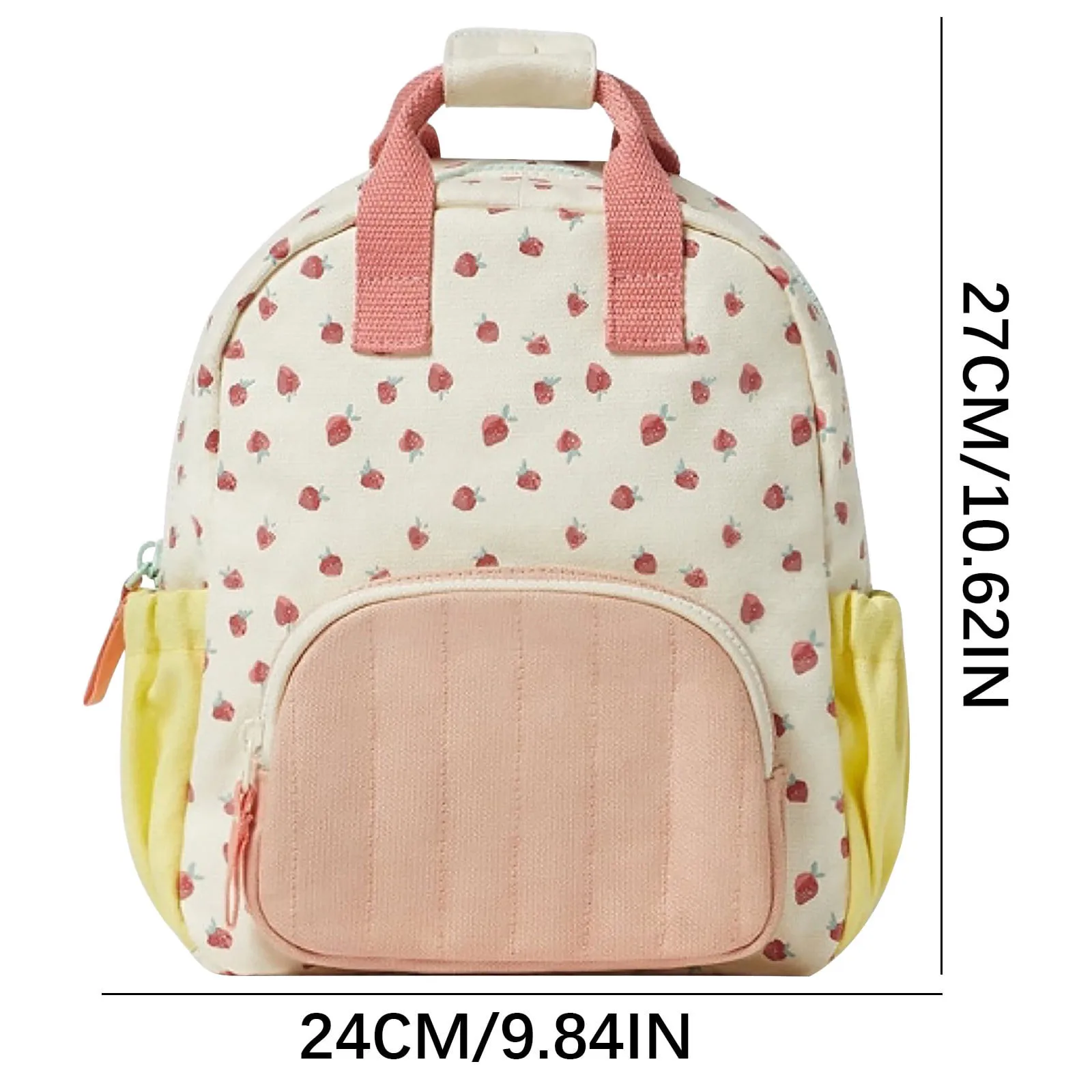 Cotton Canvas Dopamine Strawberry Print Color Blocking Cute Children\'s Backpack boy girl school backpack outing leisure bag