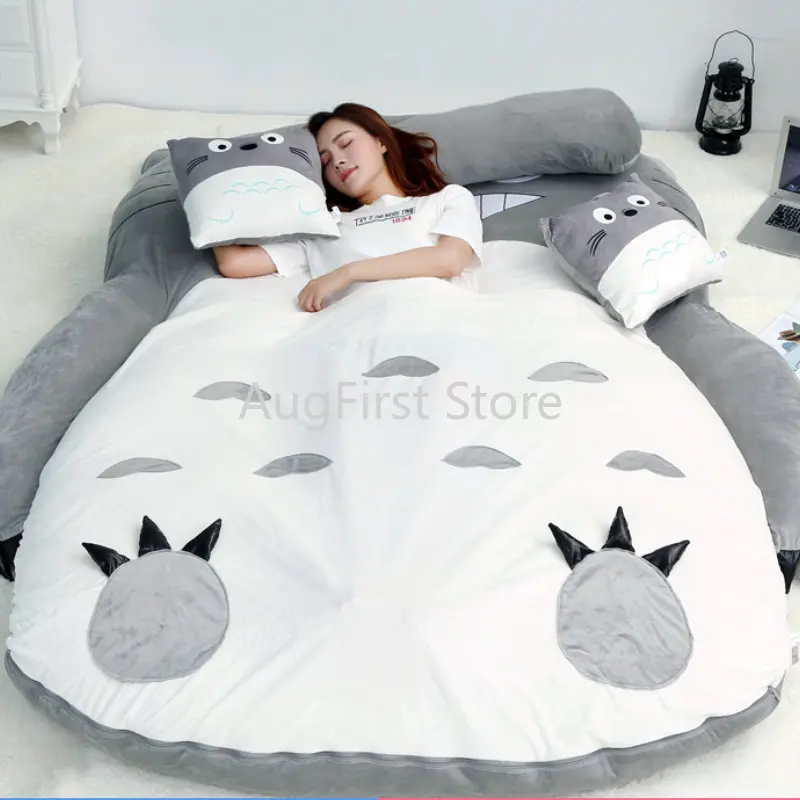 4/5.5ft Single Double Floor Sofa Bed Cartoon Cat Lazy Nest Tatami Couch Pouf Beanbag Quilt Futon Mattess Washable Kids Adults