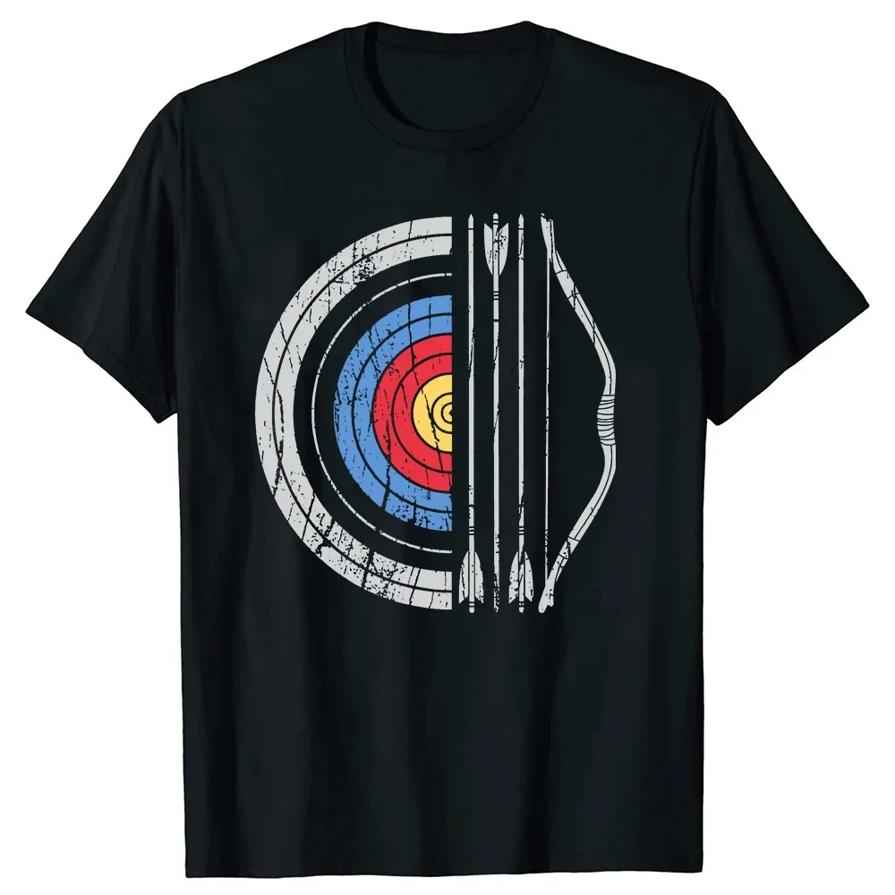 Cotton Birthday Gifts T-shirt Funny Archery Target Bow And Arrow Archer Retro Vintage Men Women Vintage Bow Bowhunting T Shirt