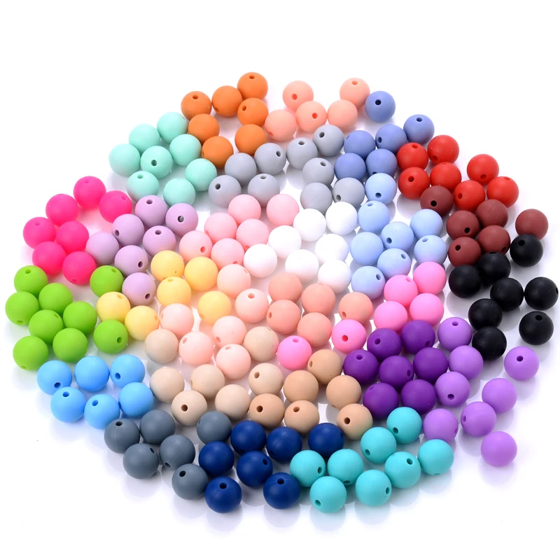 

12mm 10Pcs/Lot Food Grade Baby Silicone Teething Beads DIY Newborn Nursing Necklace Pacifier Clip Chain Accessories BPA Free