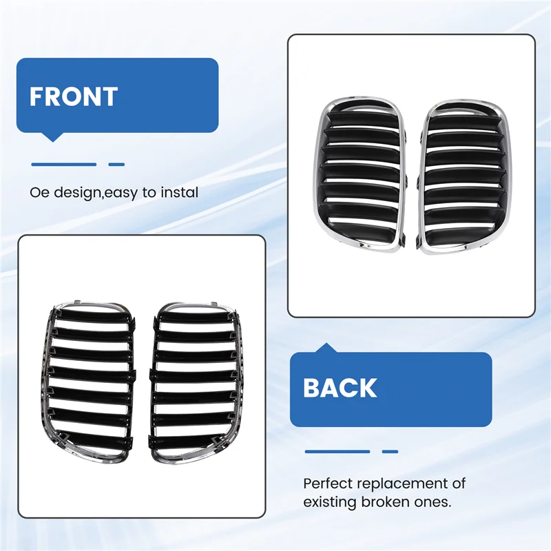 

For BMW X3 E83 2004-2006 Car Kidney Bumper Grille Grid Base Middle Net Grills 51113420091 51113420092-ABQF