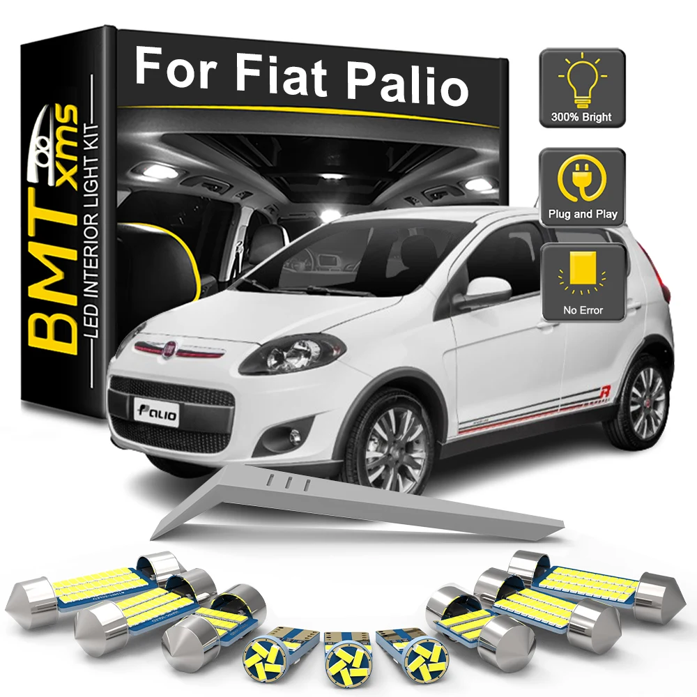 BMTxms 8Pcs For Fiat Palio 178 2002-2007 2008 2009 2010 2011 Car LED Interior Light Bulb Kit Reading Map Dome Trunk Vehicle Lamp