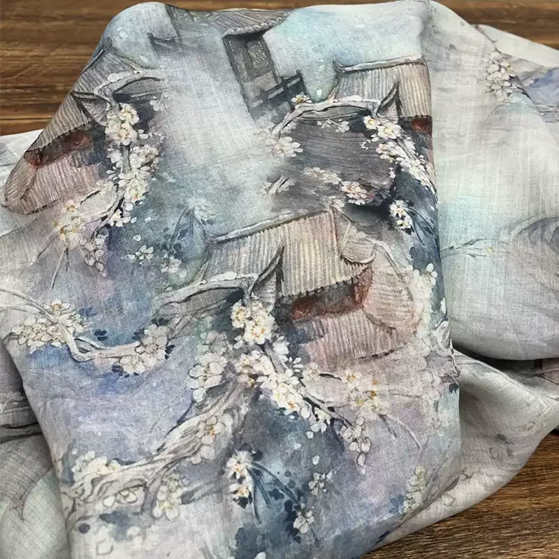 

Pure ramie printed fabric, used for making high-end summer clothing sewing fabrics.