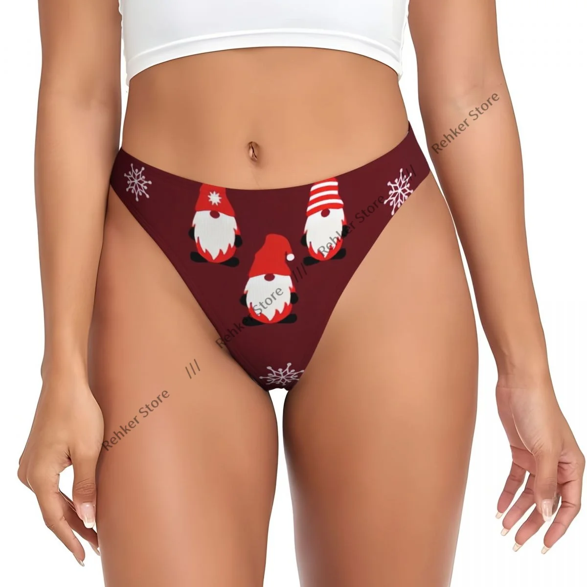 Sexy Panties Cute Christmas Gnomes Thongs Underwear Women Lingerie Breathable G-string