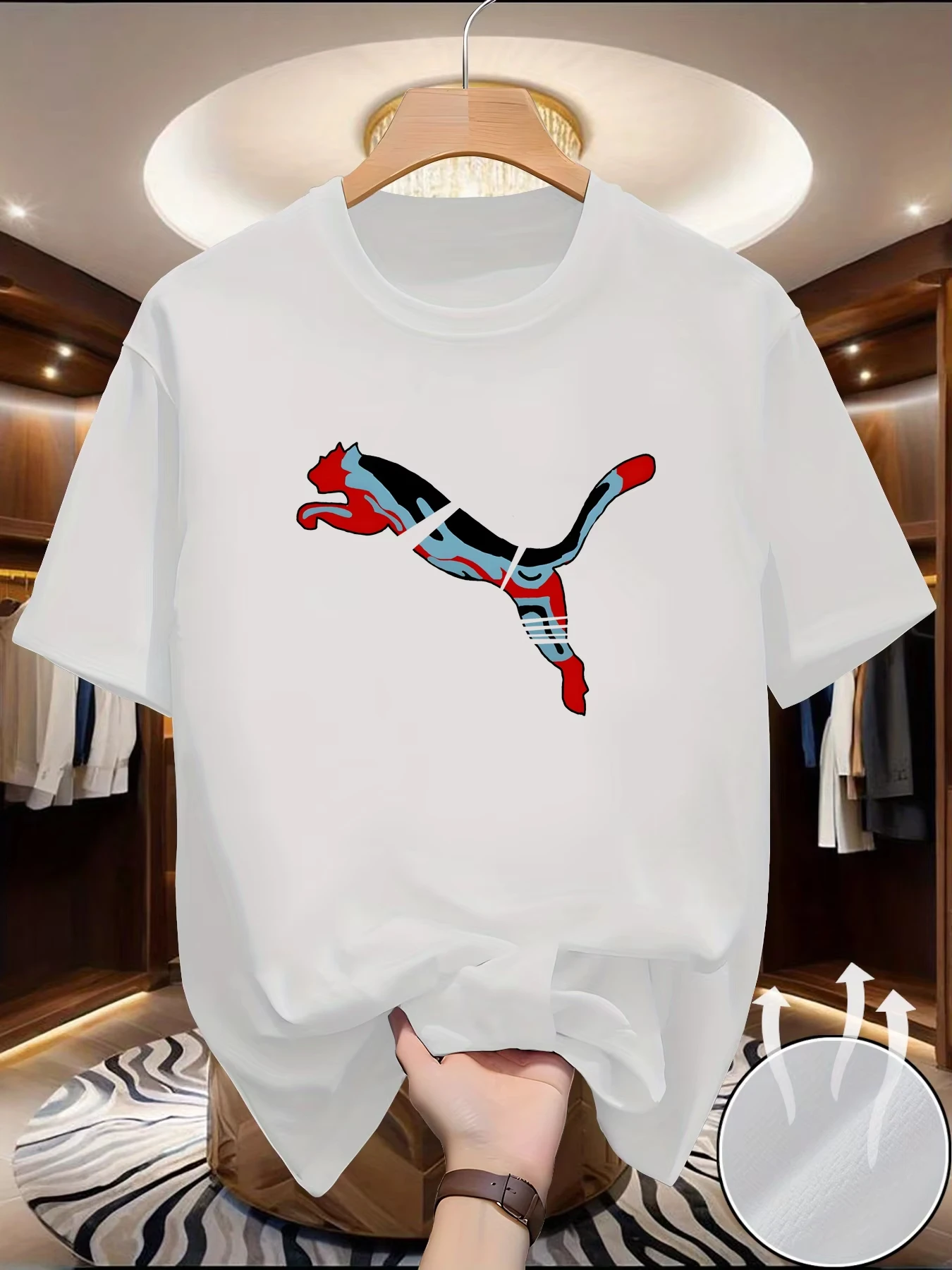2026 New Sport Family Matching Unisex Oversized T Shirt Color Block Jumping Animal Chest Graphic Streetwear Loose Cotton Tee