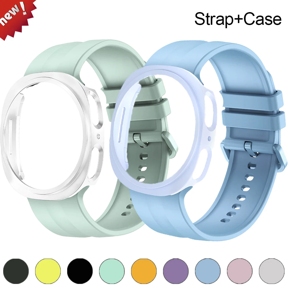PC Case+Silicone Band for Samsung Galaxy Watch 9 8 44mm 40mm Sports Strap for Galaxy Watch 8 9 Replacement Bracelet Correa