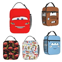 Happy Lightning Mcqueen Cars Insulated Lunch Bag Cooler Bag Reusable High Capacity Tote Lunch Box for Men Women School Outdoor