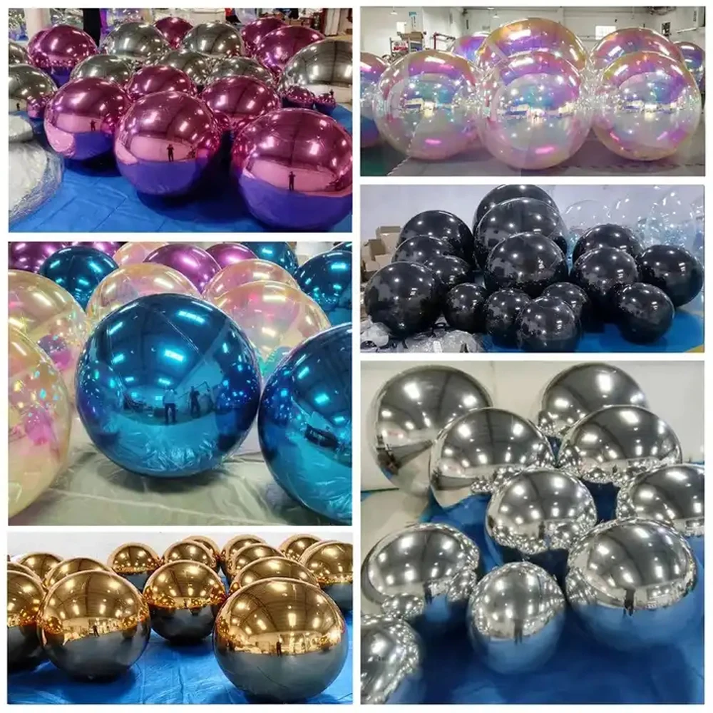 2024 Colorful Hanging Giant Inflatable Mirror Ball Mirror Balloon Large Sealed Gold Silver Sphere For Wedding Event Decoration