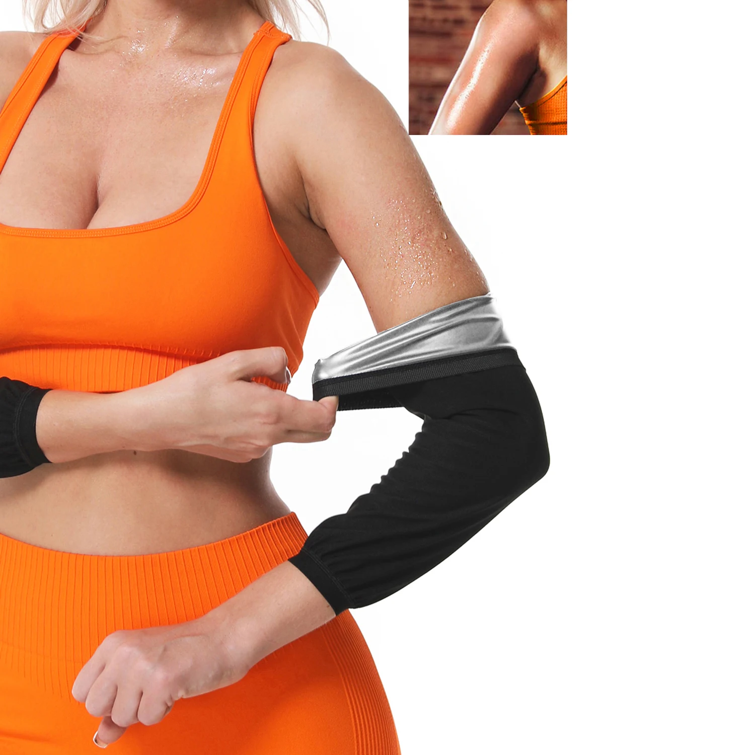 Arm Trimmers  | Sauna Arm Wraps for Flabby Arms Increasing Heat & Sweat During Exercise Silvery 1 Pair Silvery