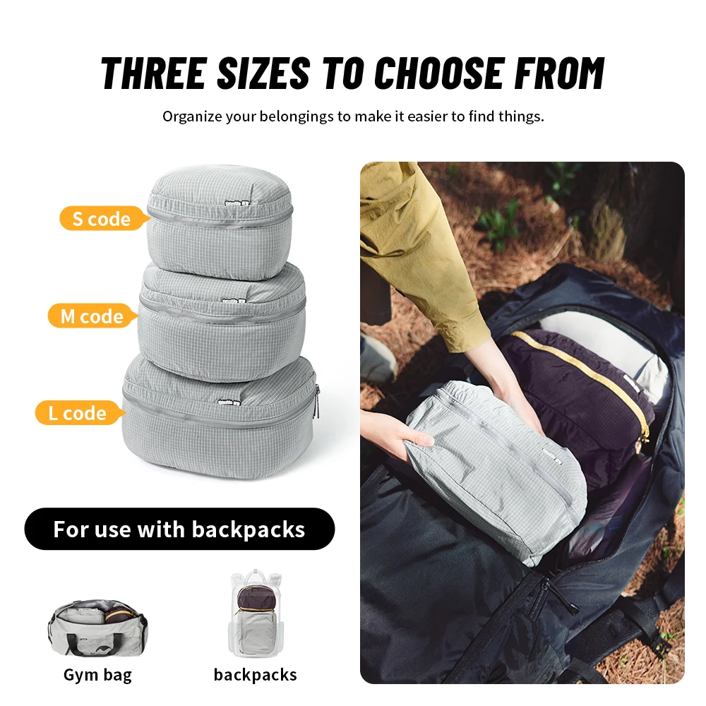 Naturehike 3Pcs/Set Backpack Split Organizer Bag Portable Travel Storage Bag Waterproof Luggage Clothing Storage Bag With Zipper