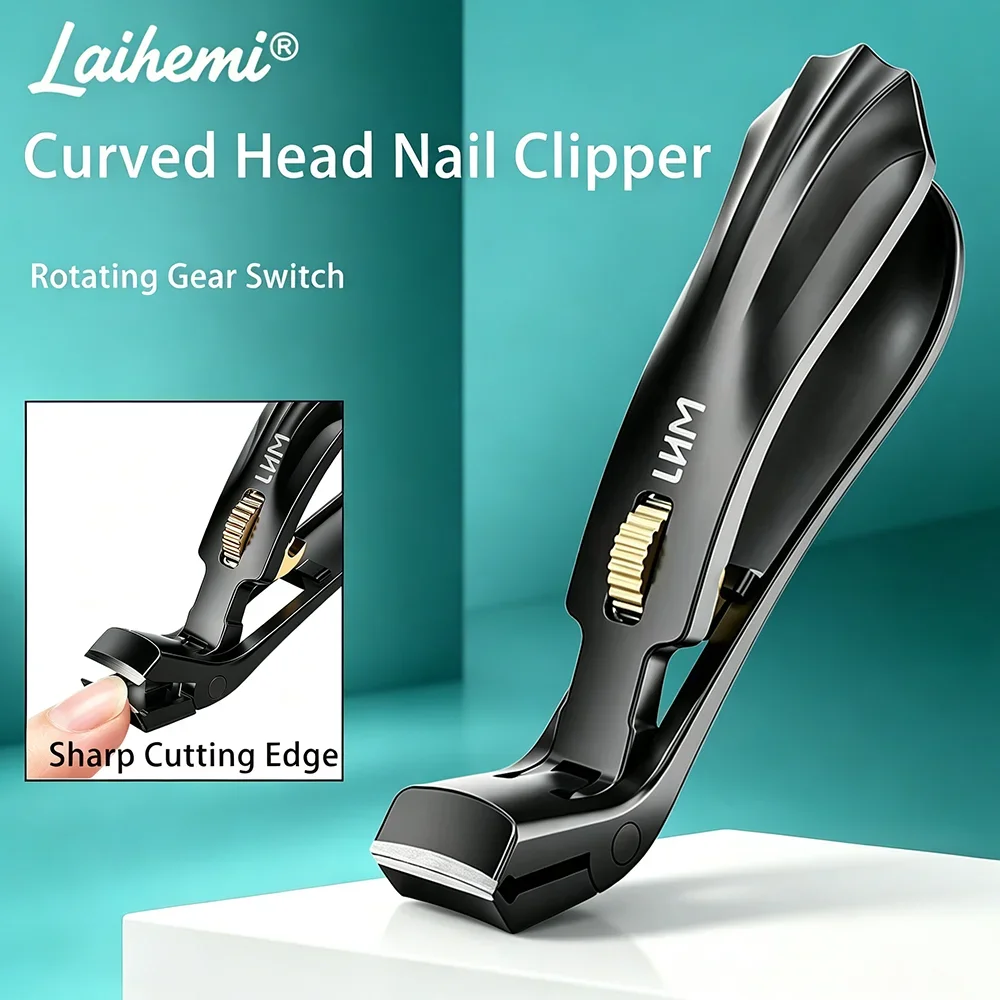 45° Ergonomic Wide Opening Nail Clippers, Anti-Splash Storage, Sharp Curved Blade Safety Lock Toenail Trimmer for Thick Nails