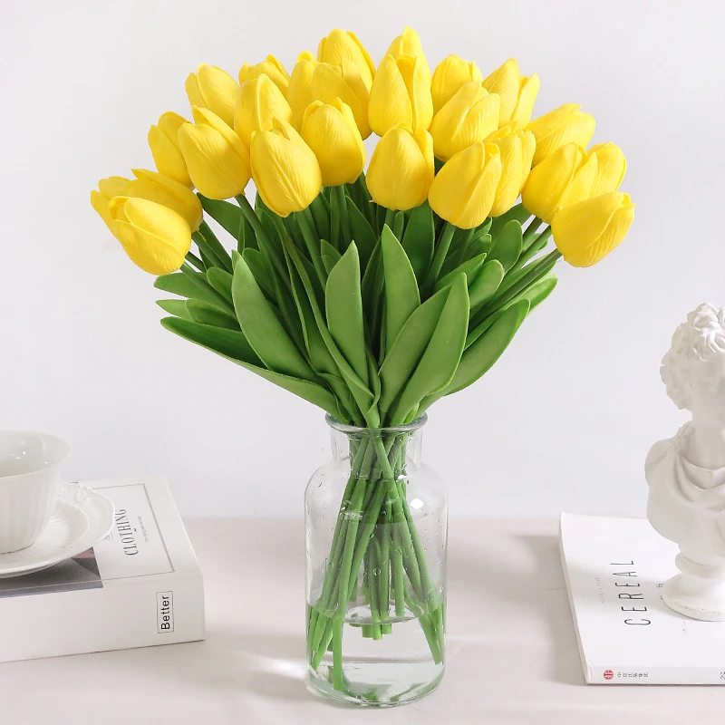 10Pcs Tulip Artificial Flowers Real Touch Artificial Bouquet Fake Flowers for Wedding Decoration Supplies Home Garden Vase Decor