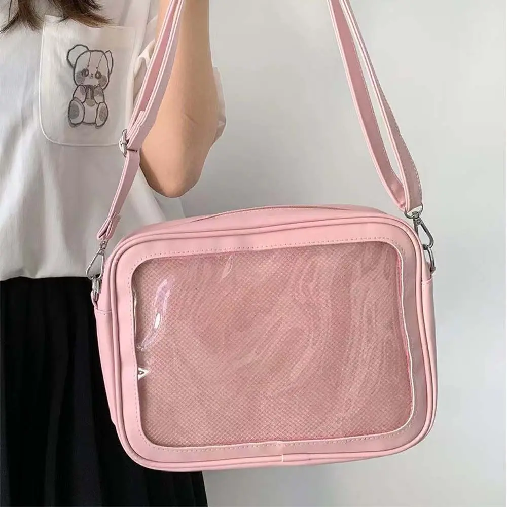 Bolsa de ombro transparente para mulheres, bolsa de algodão, simples, cor sólida, criativa, impermeável, 1 pc