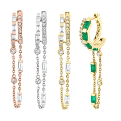 White Red Pink Green Blue Colorful CZ Tassel Chain Drop Dangling Fashion Women Earring 2026 Summer Geometric Zirconia Jewelry