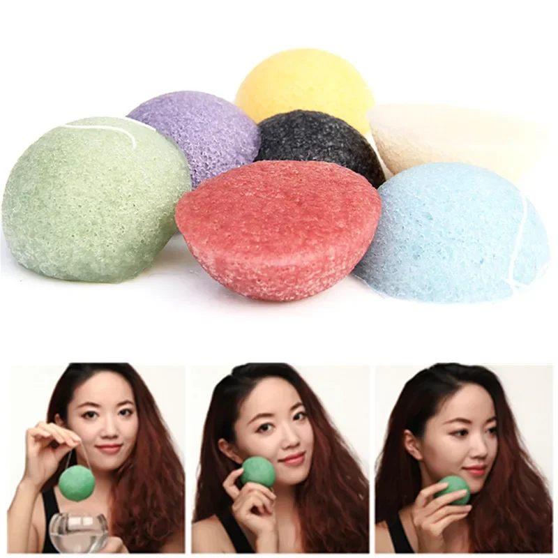 4pcs/lot Natural Konjac Konnyaku Puff Face Wash Cleaning Sponge Esponja Maquiagem Exfoliator Cleanse Konjac Sponge Makeup Konjac