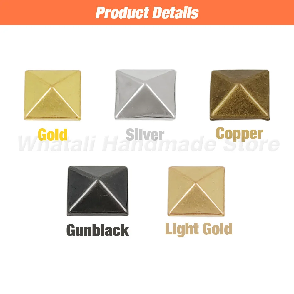 100sets 6-12mm Metal Pyramid Cap Rivets Square Studs With Tools for Leather Craft Bag Clothing Garment Shoes Accessories