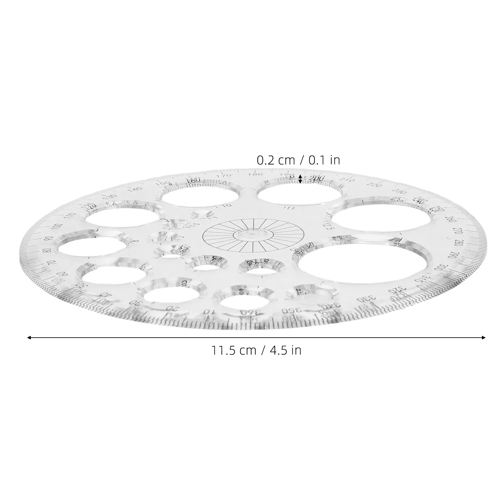 10Pcs Protractor 360 Degree Circular Drafting Tool Multi-Size Round Circle Stencil Template Transparent Plastic Geometry Drawing