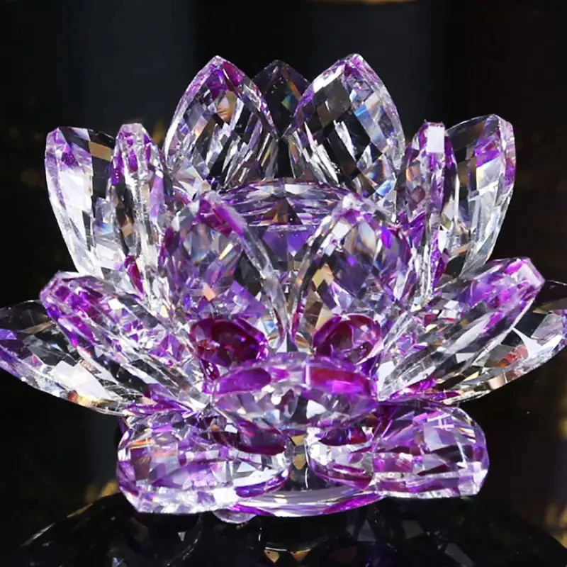Multi‑Colored Transparent Glass Lotus Ornament Crystal‑Like Figurine Exquisite Table Centerpiece Home Desktop Decoration Gift
