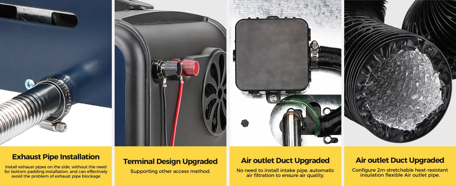 8KW Diesel-Luftheizung 12V/24V/220V Geräuscharme Diesel-Nachtzimmheizung mit Bluetooth-App/Auto-Thermostat/LCD für Garage, LKW, Anhänger – Detail 4