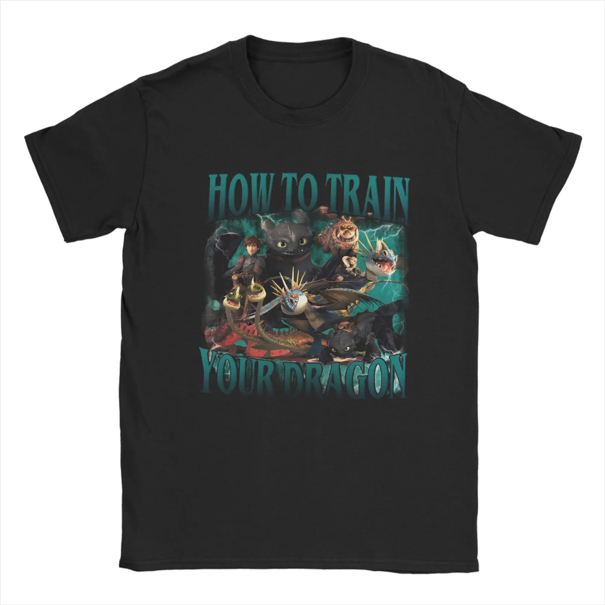 

Vintage Cartoon Bootleg HTTYD Toothless T Shirts for Men 100% Cotton Hipster T-Shirts Round Neck Tees Short Sleeve Tops Original