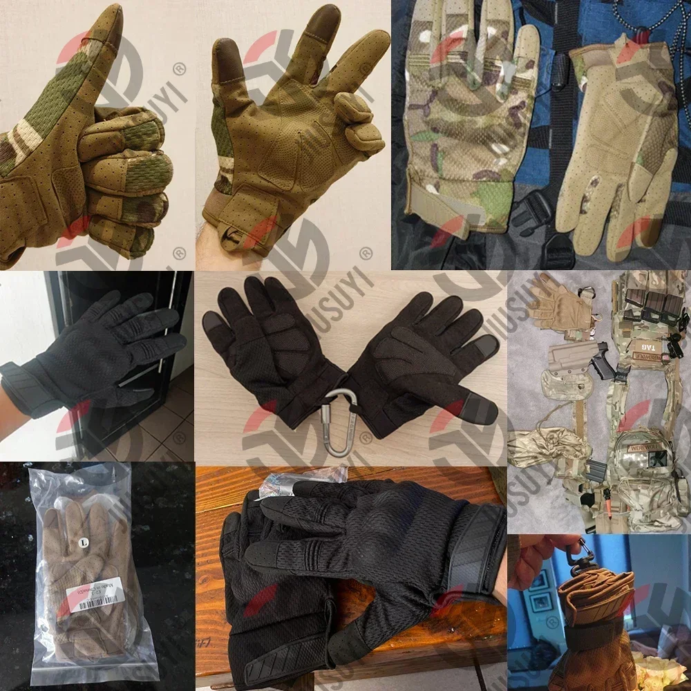 Camo Touch Screen Tactical Full Finger Gloves Airsoft Paintabll Shooting Cycling Driving Work Protection Mittens