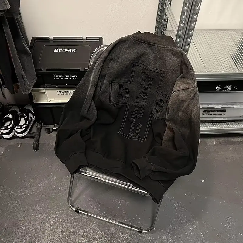 

Bla adient American Sle Baseball Jaet Мужская винтажная верхняя одежда с вышивкой Свободное уличное пальто из полиэфирного волокна