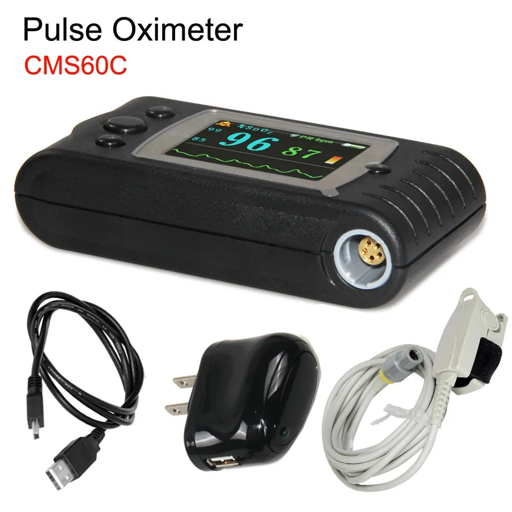 CONTEC CMS60C Handheld 1.8'' TFT Display Pulse Oximeter Blood Oxygen Monitor SPO2 Pulse Oximetry Monitor PC Software Adult Probe