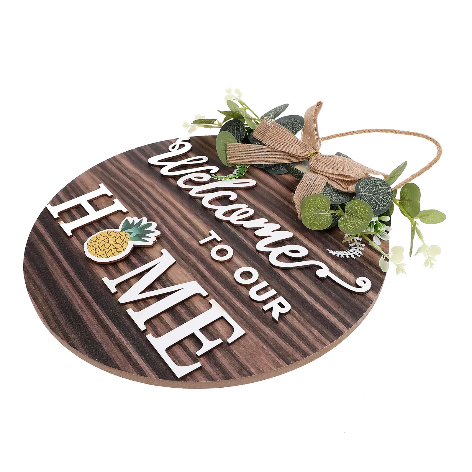 

Wooden Hanging Decor Interchangeable Welcome Sign Door Plate Craftsmanship Materials Festive Decor Brown Plaque