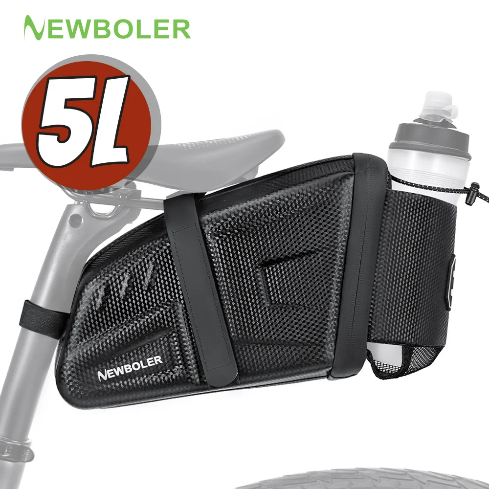 NEWBOLER 5L Wasserdichte Fahrrad-Satteltasche MTB Rennrad-Sitztasche mit Flaschenhalter Fahrrad-Werkzeughalter Tasche Fahrradzubehör