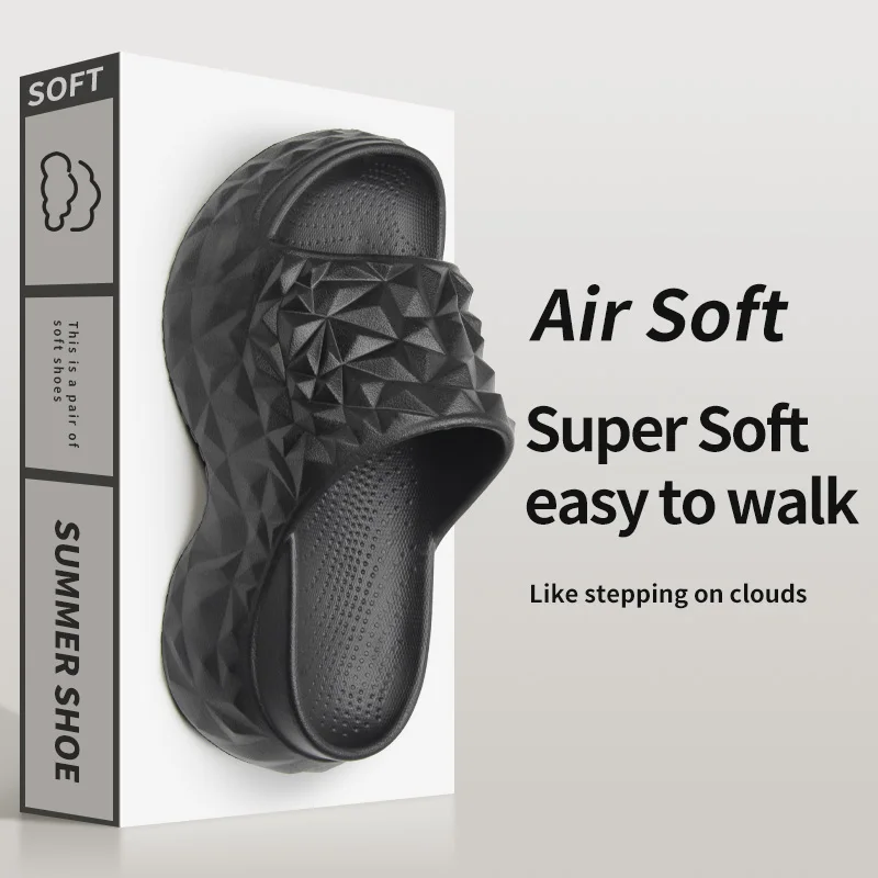 نعال سميكة للنساء ترتدي الخارج مع قاعدة إسفنجية وزيادة الارتفاع، شباشب أناناس مضادة للانزلاق