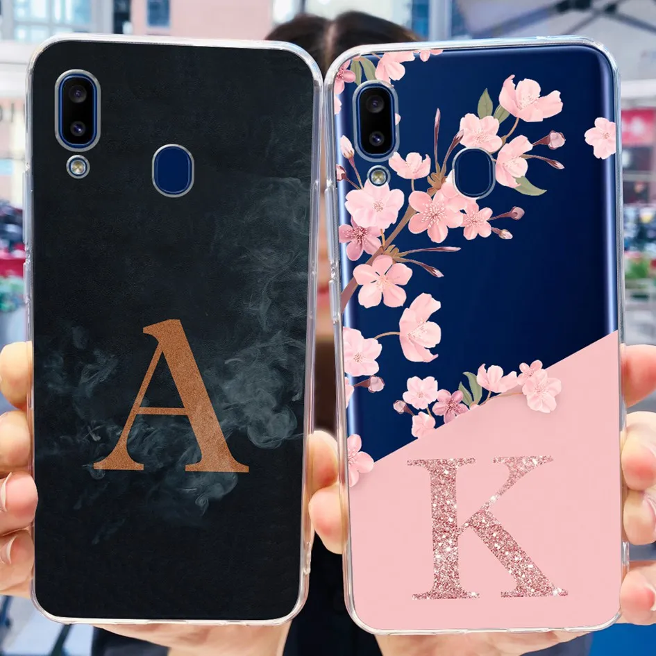 Para Samsung Galaxy A30 Funda SM-A305F Funda de teléfono lindas letras ABC Funda suave de silicona transparente para Samsung A20 A20e A205F A202 Capa