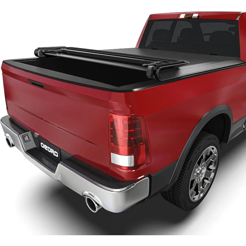 

Soft Quad Fold Tonneau Cover Four Fold Truck Bed Covers Compatible with 2002-2024 Dodge Ram 1500