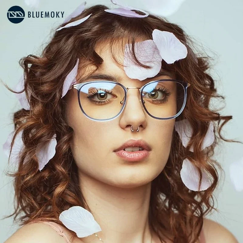 

BLUEMOKY Cat Eye Glasses Frames For Women Anti Blue Light Computer Glasses TR-90 Metal Square Optical Myopia Hyperopia Eyewear