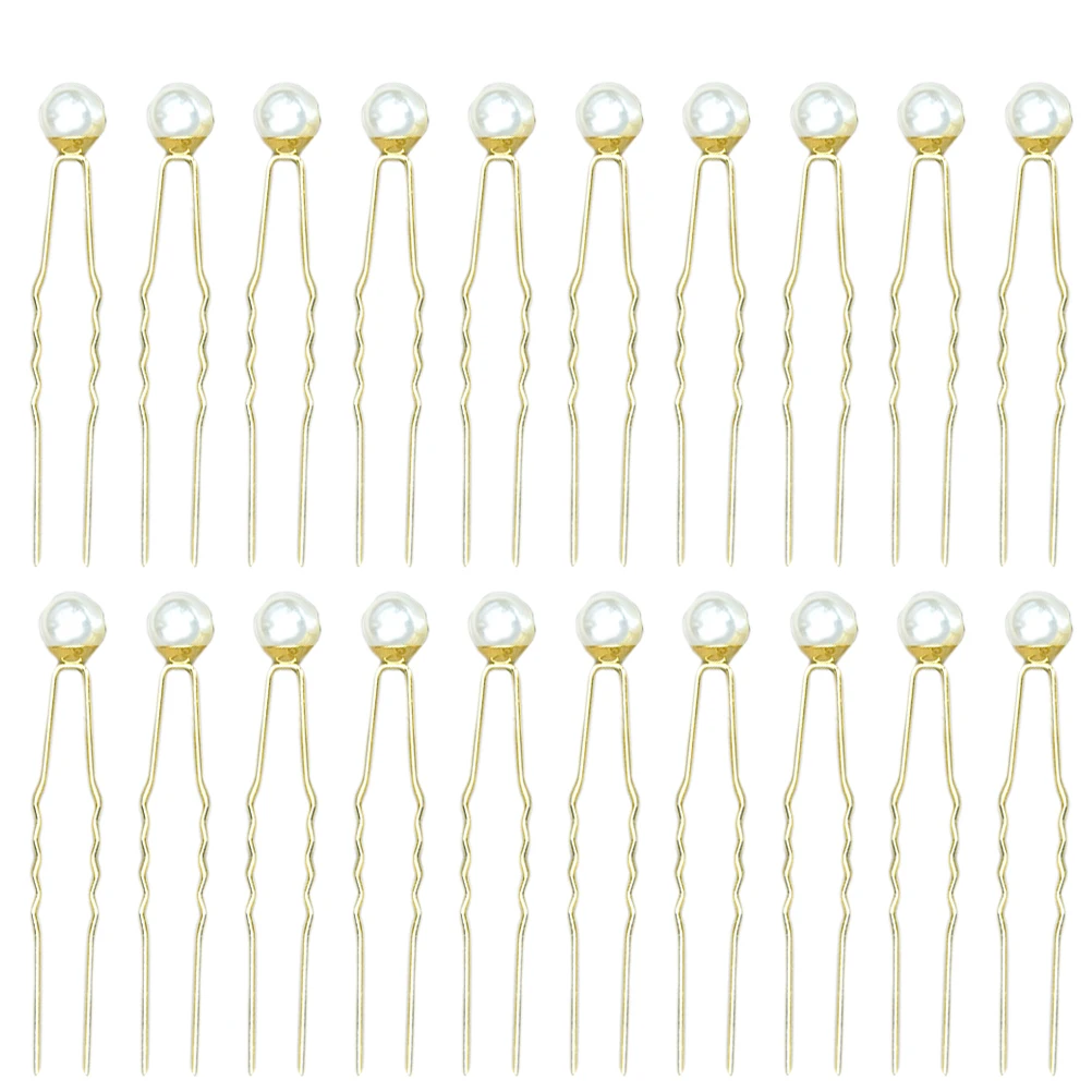 

20 pcs Pearl Hairpin Women Clip Fashion Accessories Wedding Party Hair Stick Durable U Shaped Design DIY Hairstyle