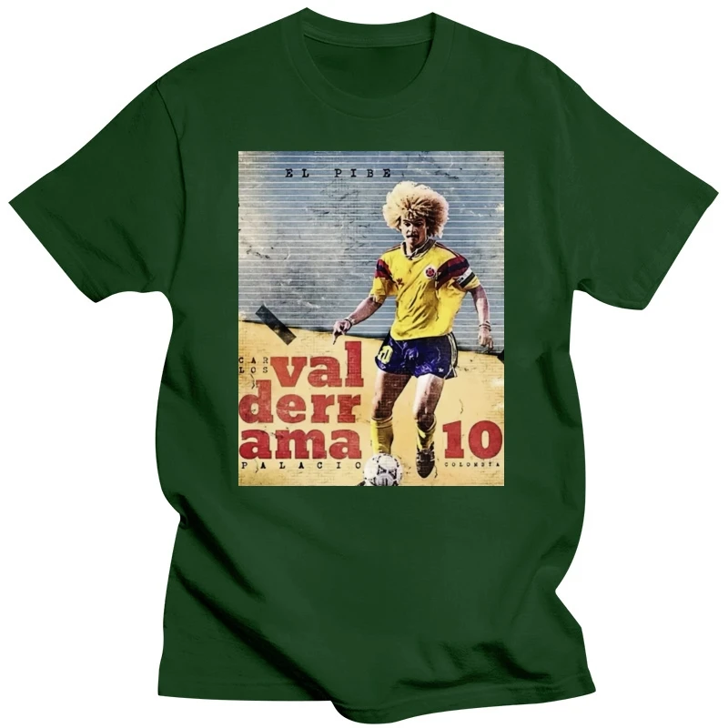 T-Shirt Maglia Carlos Valderrama Colombia Calcio Vintage Anni 80 1 S-M-L-Xl Superior Quality Tee Shirt