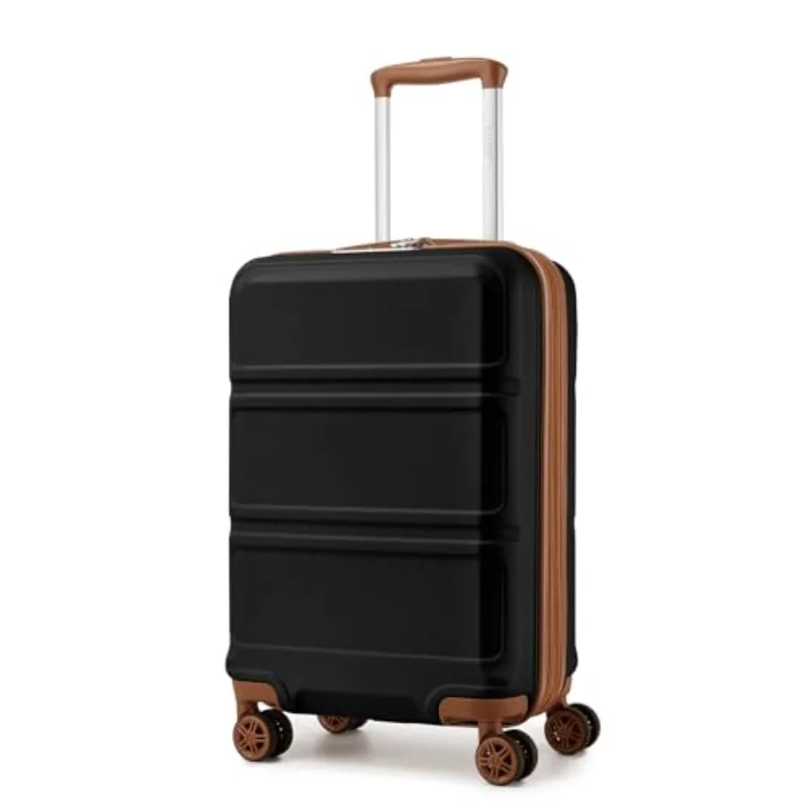

20 Inch Carry On Luggage Lightweight PC+ABS Expandable Hard Shell with Spinner Wheels TSA Lock Black Brown for Men Women Airlin