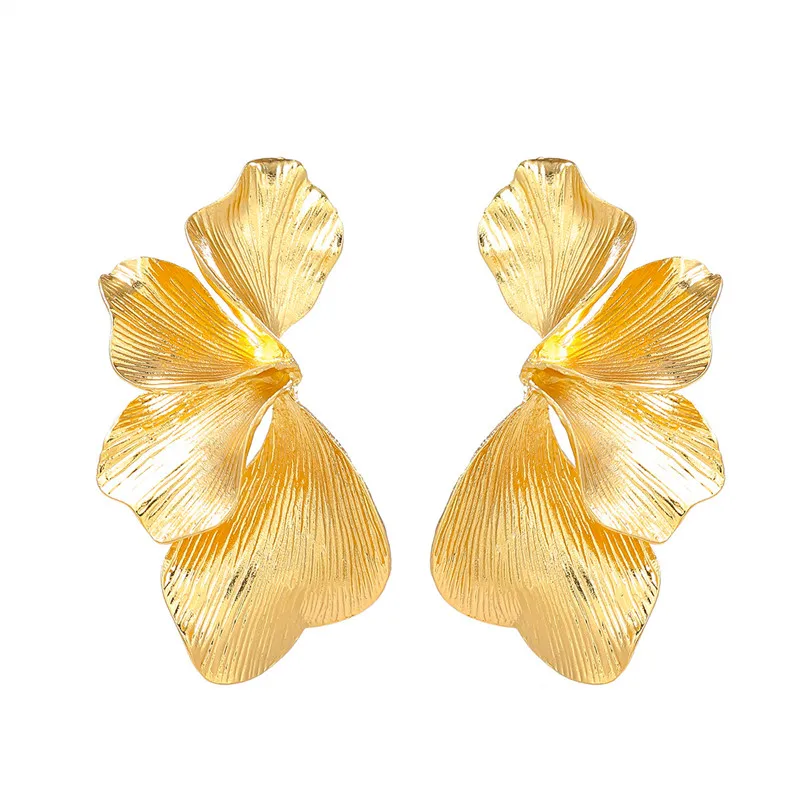 2024 New Exaggerated Irregular Metal Flower Earrings for Women Statement Jewelry Holiday Party Accessories Gifts