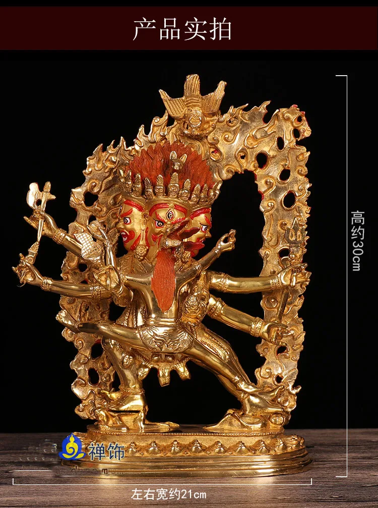 30cm TALL##  home family bless Safety Talisman # efficacious Nepal Gold-plated Hayagriva  Buddha statue