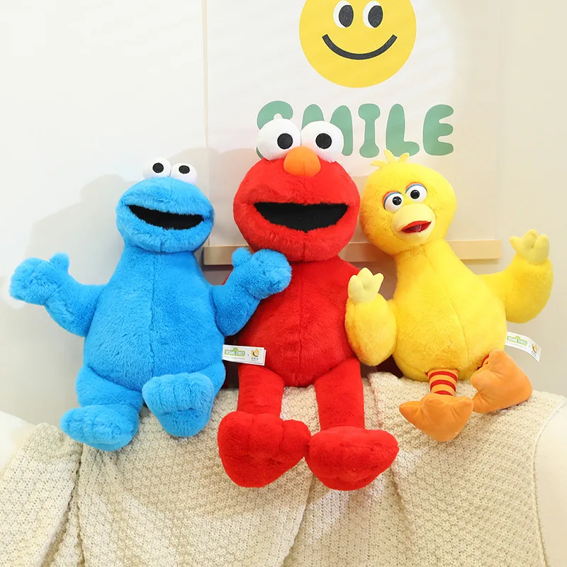 High Quality Kawaii Anime Figure Elmo Big Bird Super Soft Plush Toy Cookie Monster Education Creative Doll Kids Birthday Gift