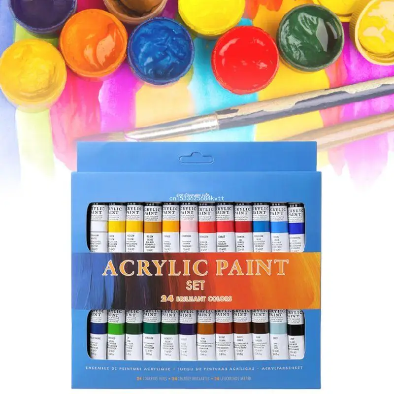 

24 Colors Acrylic Paints Set 12ml Tubes Drawing Painting Pigment Hand-painted Wa Dropship