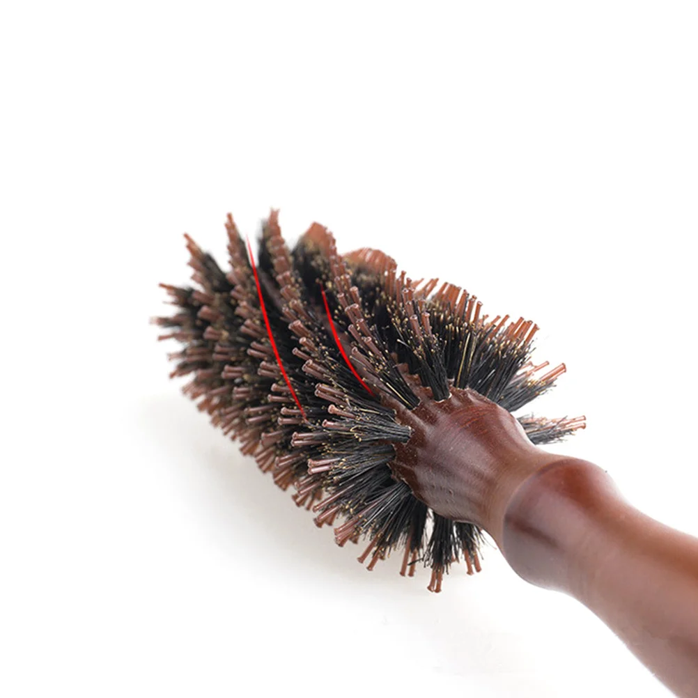 

12-Row Boar Bristle Hair Brush Spiral Design Wooden Handle for Scalp Massage Reduce Frizz Improve Shine Silky Hair Round Comb