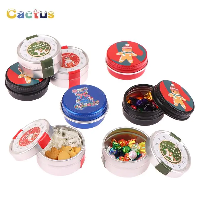 1:12 Dollhouse Miniature Christmas Cookies Biscuit Candy Gift Box Tin Box Model Home Living Scene Decor Toy