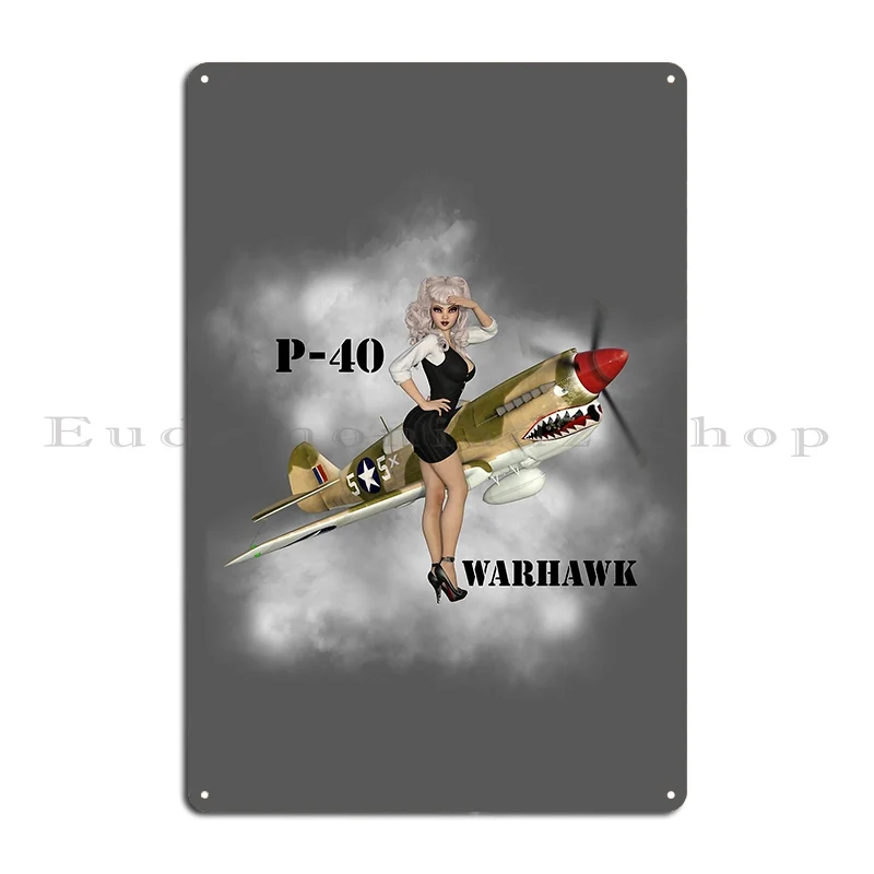 P 40 Pin Up Art Metal Plaque Poster Wall Decor Character Rusty Home Wall Mural Tin Sign Poster