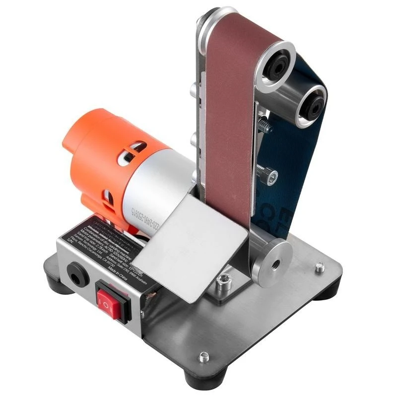 

3-in-1 Mini Belt Sander, 13" x 1.2" Sanding Belt, 2.75" Grinding & Polishing Wheel Combo, 7-Speed Adjustable with Forward/Reverse Control for Woodworking, Jewelry Making, Knife Sharpening