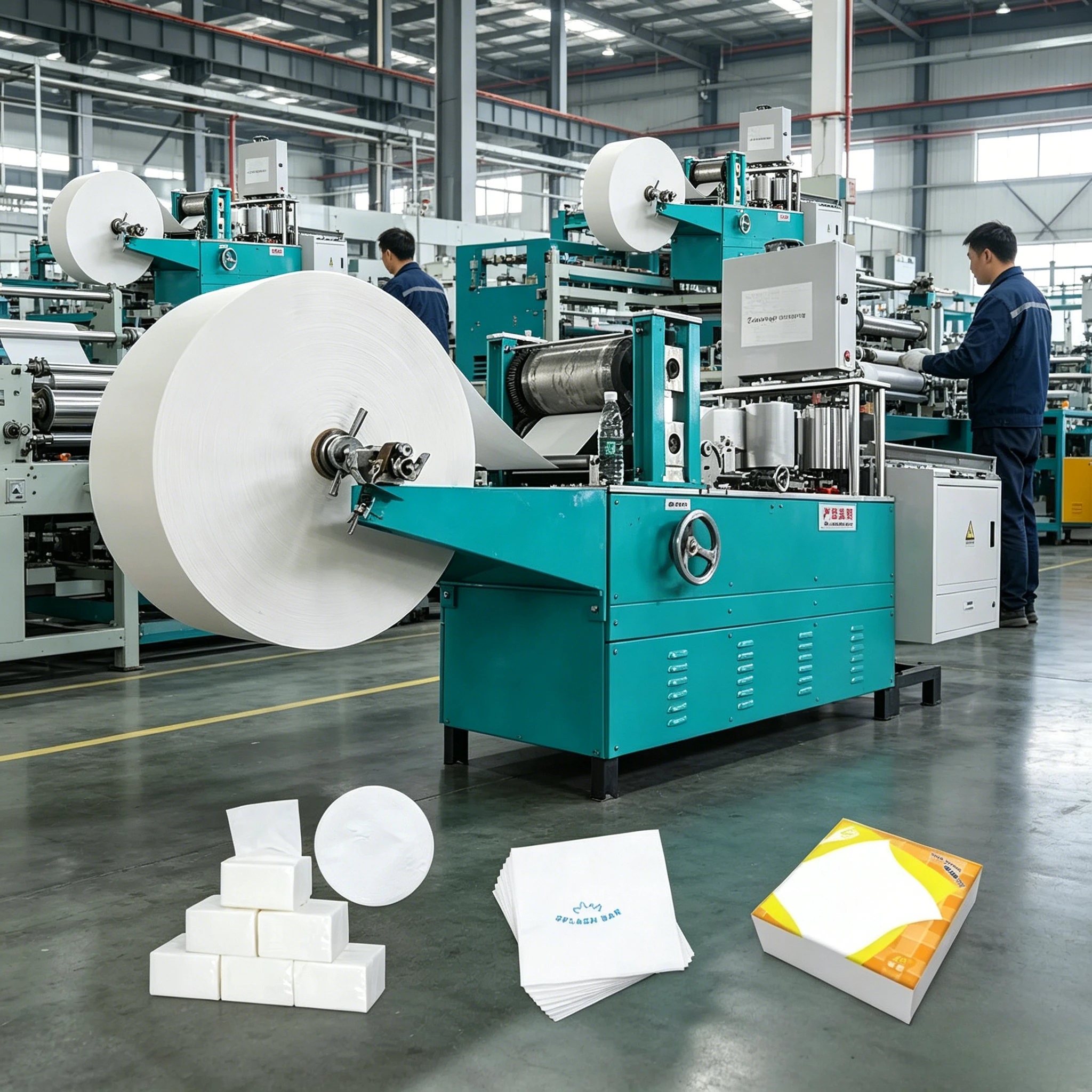 Fully Automatic 2 Colors Printing Napkin Making Machine Soft Tissue Table Napkin Production Equipment customized