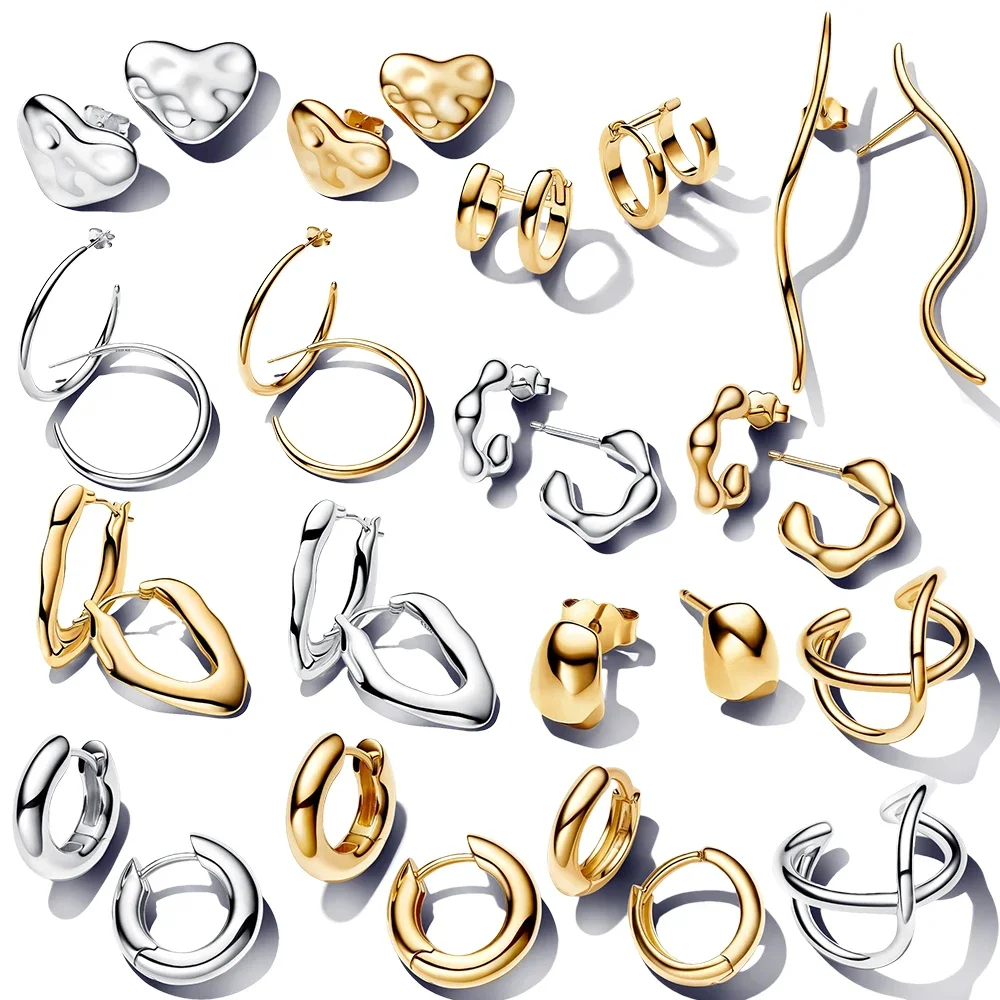 New Fashion 2024 Heart-shaped Round Organically Shaped Infinity Ear Cuff Open Double Huggie Hoop Earings Wire Stud Earrings