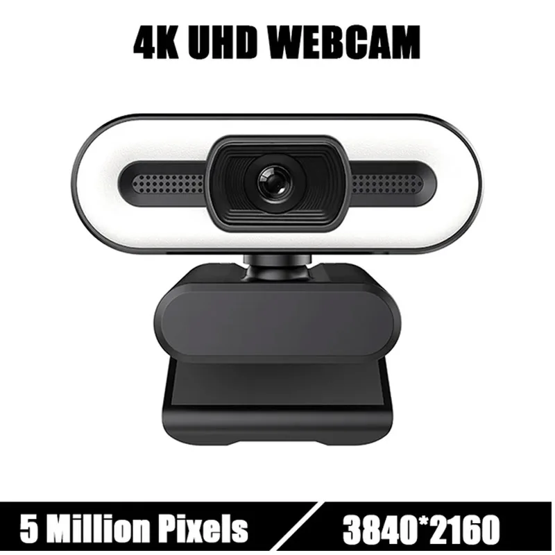 4K Ultra-Clear USB Webcam With Microphone For Desktop PC  Camera Broadcast Video Calling Conference Work Fill Light Web Cam